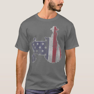 Farmer American Flag Tractor 4th of July Men Kids T-Shirt