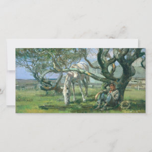 Farmer and Horse in Nantucket (Rural Landscape) Card