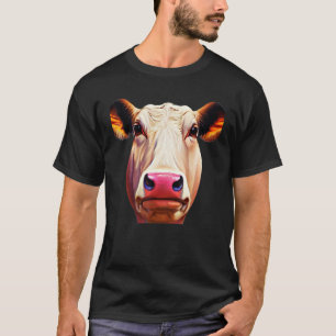 Farmer animal graphic head imprint motif with cow T-Shirt
