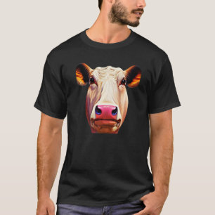 Farmer animal graphic head imprint motif with cow  T-Shirt