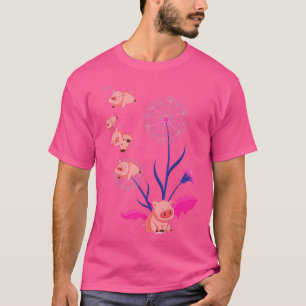 Farmer Animal Lover Dandelion Farm Animal Cute Pig T-Shirt