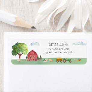 Farmer Barnyard Tractor Baby Shower Return Address