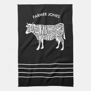 Farmer Beef Meat Cuts Kitchen Towel Butcher Chart