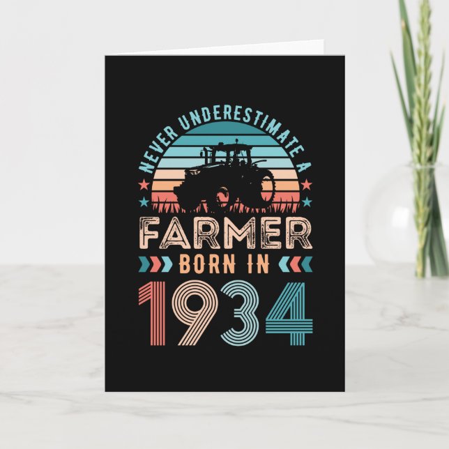 Farmer born 1934 90th Birthday Farming Gift Retro Card (Front)