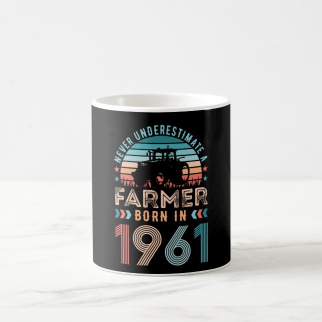 Farmer born 1961 60th Birthday Farming Gift Retro Coffee Mug (Center)