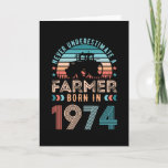 Farmer born 1974 50th Birthday Farming Gift Retro Card<br><div class="desc">Never underestimate a Farmer born in 1974. Ideal 50th Birthday Gift for a 50 years old chicken or cow farming or agriculture enthusiast. Retro present for Men,  Women,  your dad on Father's Day.</div>