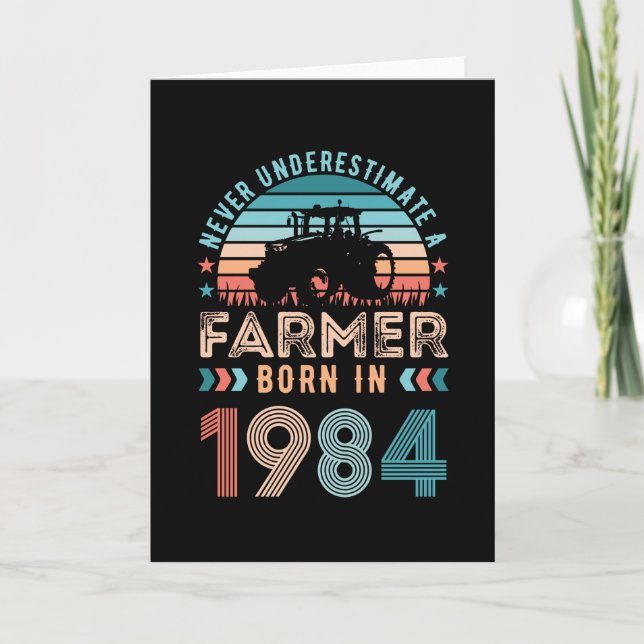 Farmer born 1984 40th Birthday Farming Gift Retro Card (Front)