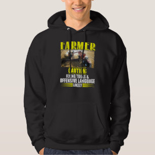 Farmer Caution Flying Tools Offensive Language Hoodie