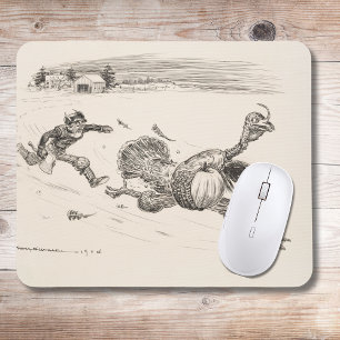 Farmer Chasing Turkey - William Walker Mouse Mat
