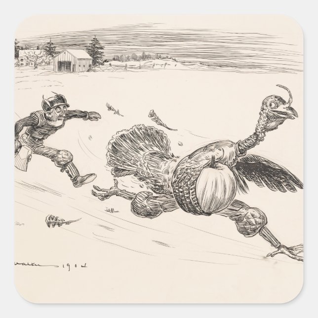 Farmer Chasing Turkey - William Walker Square Sticker (Front)