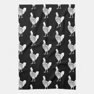 farmer chicken butcher meat cuts art small holder tea towel