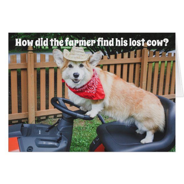 Farmer Corgi Birthday joke (Front Horizontal)