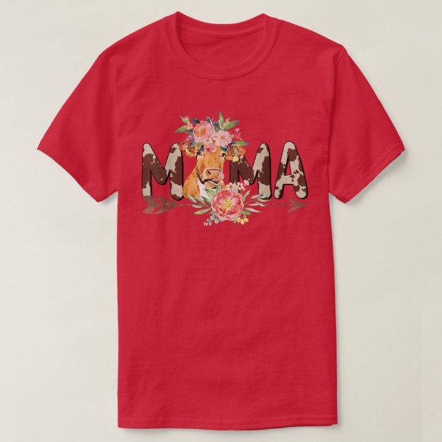 Farmer Cow Mama Mummy Mum Birthday Farm Cow Mother T-Shirt (Design Front)