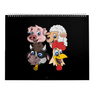 Farmer Cute Pig Sheep Cow Chicken Gift Calendar