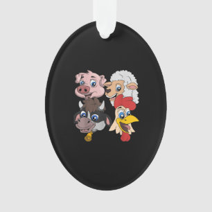 Farmer Cute Pig Sheep Cow Chicken Gift Ornament