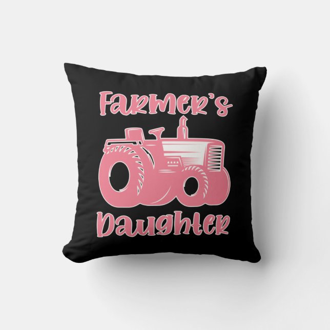 Farmer Daughter Tractor Farm Girl Farming Cushion (Front)