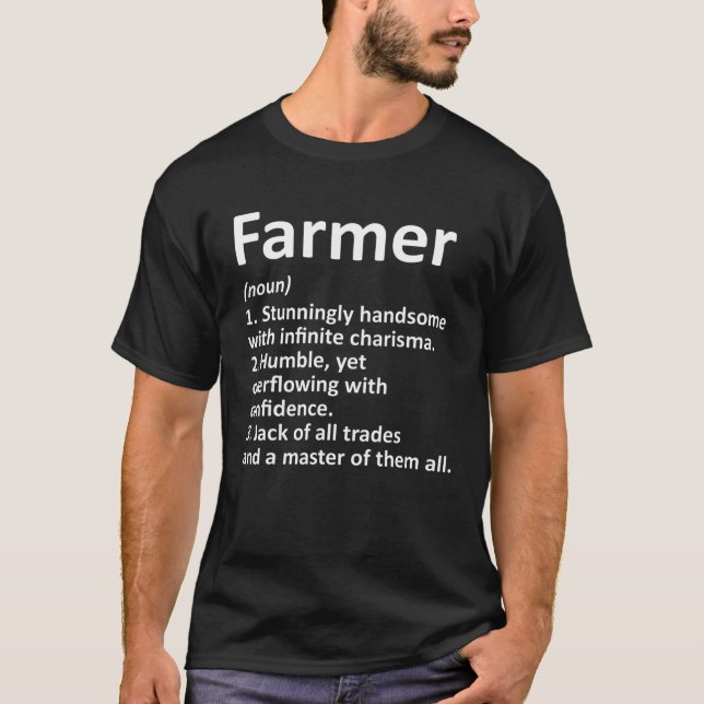FARMER Definition Funny Surname Family Tree Birthd T-Shirt (Front)