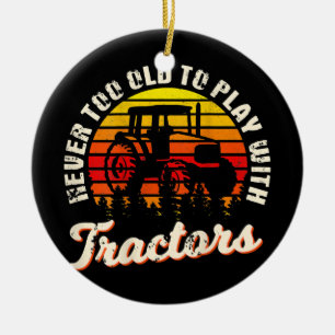 Farmer Design On Back Of Clothing Farming  Ceramic Tree Decoration