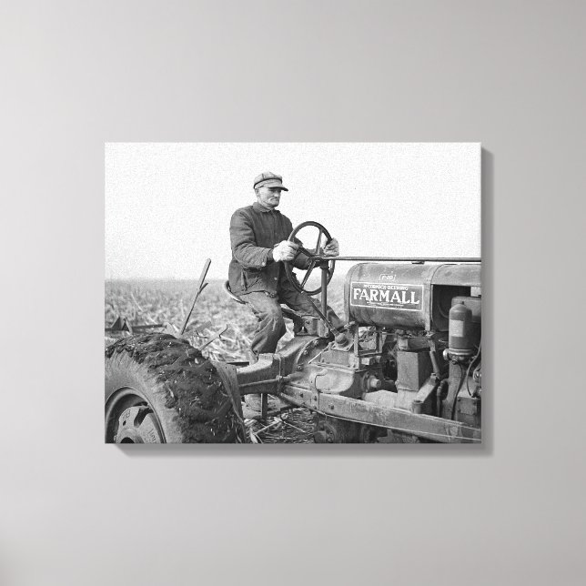 Farmer Driving Tractor, 1937 Canvas Print (Front)