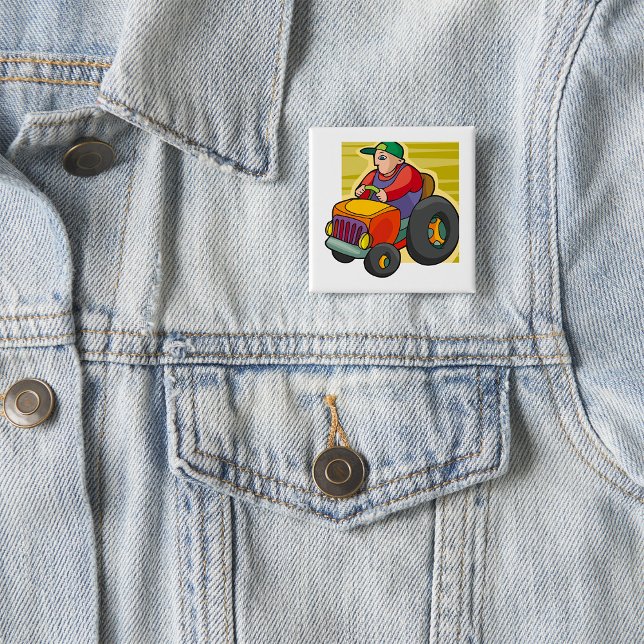 Farmer Driving Tractor Farm Vehicle 15 Cm Square Badge (Creator Uploaded)