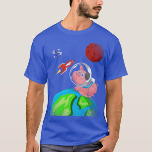 Farmer Earth Space Farm Animal Rocket Astronaut Pi T-Shirt