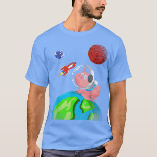 Farmer Earth Space Farm Animal Rocket Astronaut Pi T-Shirt