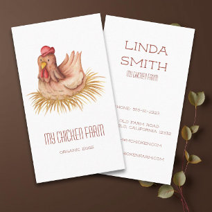 Farmer Egg Supplier Watercolor Hen Farm Business Card