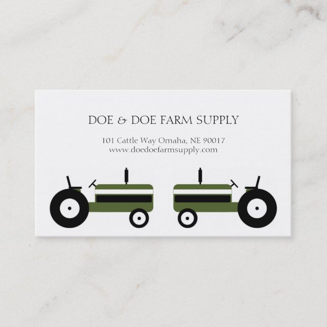 Farmer Farm Supply Agriculture Green Tractor Business Card (Front)