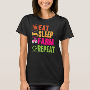 Farmer Farming Humour Farm Life Repeat Barn Ranche T-Shirt