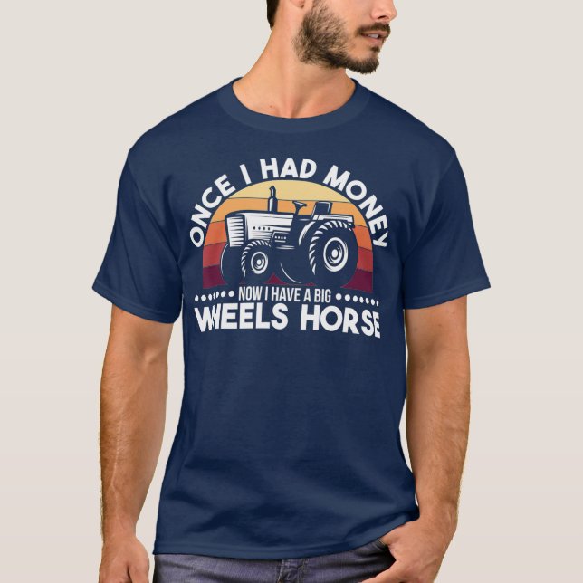 Farmer Farming Tractor Wheel Horse Gift T-Shirt (Front)