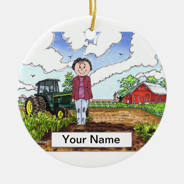 Farmer - Female Ceramic Tree Decoration (Front)