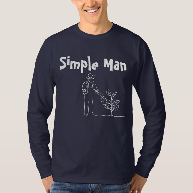 Farmer Figure Simple Man Gardening T-Shirt (Front)
