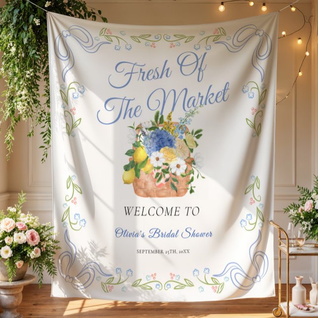 Farmer Fresh Off The Market Bridal Shower Backdrop Tapestry (Creator Uploaded)