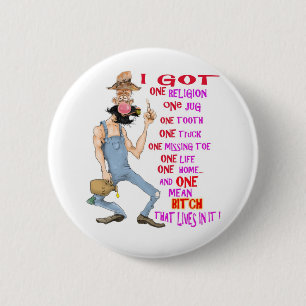 Farmer funny cartoon 6 cm round badge