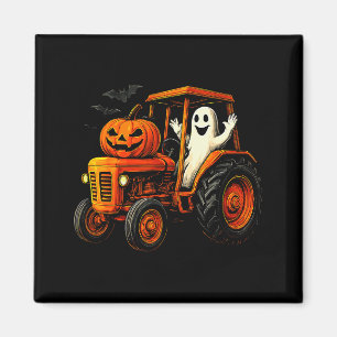 Farmer Ghost Tractor Pumpkin Soky Season Halloween Magnet