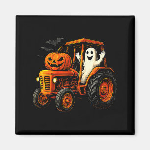 Farmer Ghost Tractor Pumpkin Soky Season Halloween Magnet