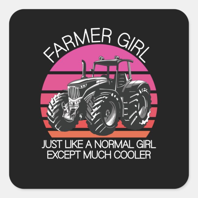 Farmer girl square sticker (Front)