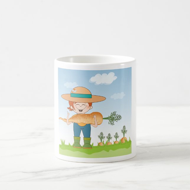 Farmer Girl with Giant Carrot Gardening  Coffee Mug (Creator Uploaded)
