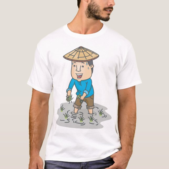 Farmer In A Rice Field Mens T-Shirt (Front)