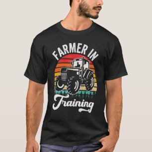Farmer In Training Farming Retro Sunset Tractor  F T-Shirt
