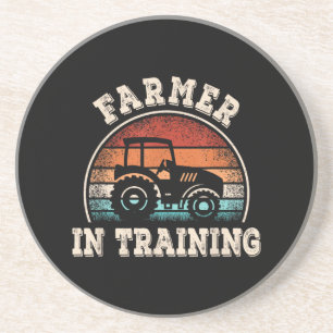 Farmer in Training Tractor Funny Farming Boys Girl Coaster