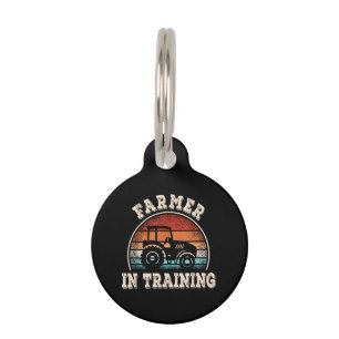 Farmer in Training Tractor Funny Farming Boys Girl Pet Tag
