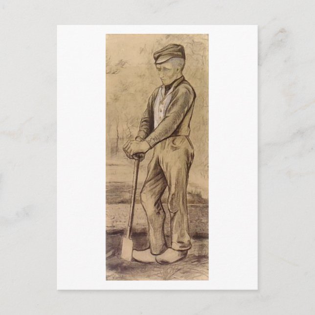Farmer Leaning on Spade, Vincent van Gogh Postcard (Front)