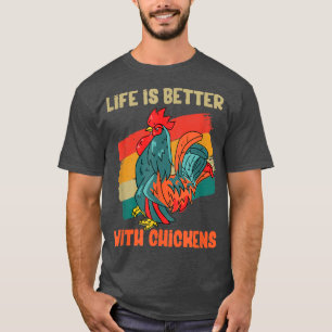 Farmer Life Is Better With Chickens Retro Vintage T-Shirt