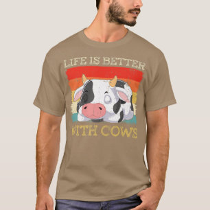 Farmer Life Is Better With Cows Retro Vintage Farm T-Shirt