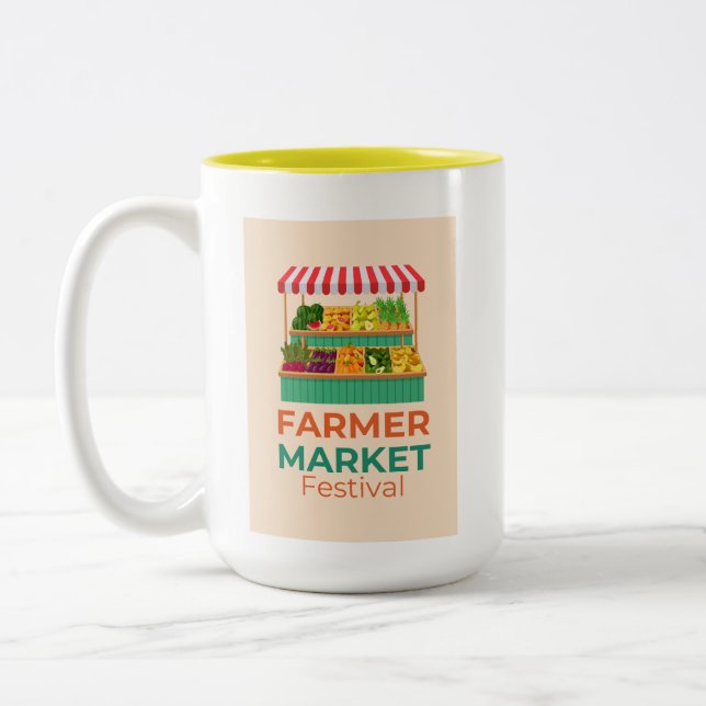 Farmer Market Festival Two-Tone Coffee Mug (Left)