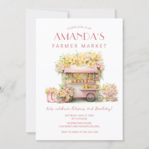 Farmer Market Floral Birthday  Invitation