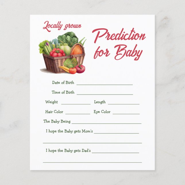 Farmer Market Locally Grown Baby Shower Funny Game (Front)