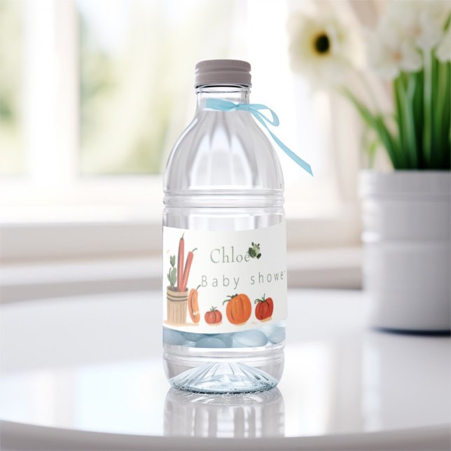  Farmer market locally grown baby shower  Water Bottle Label (Creator Uploaded)
