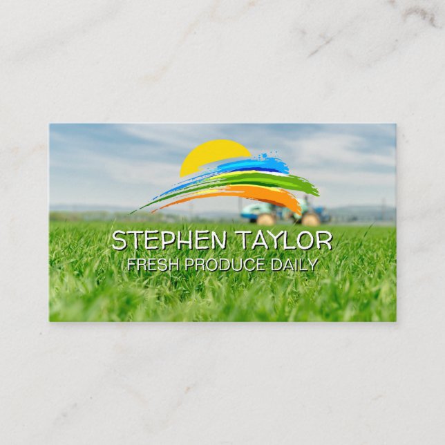 Farmer on Tractor | Farmland Business Card (Front)